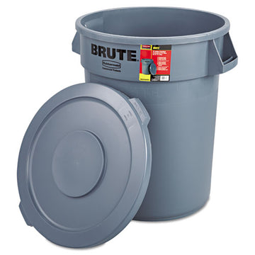 Rubbermaid® Commercial Brute Container With Lid, Round, Plastic, 32 Gal, Gray freeshipping - TVN Wholesale